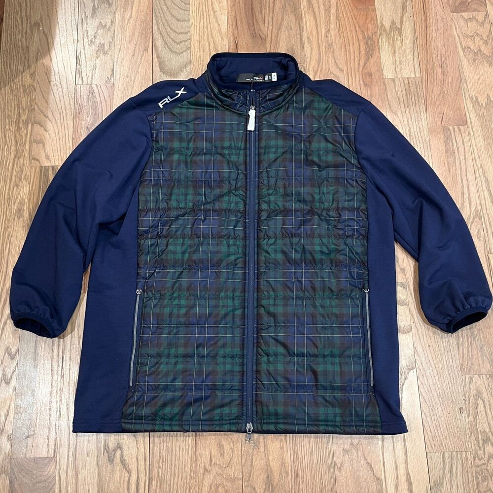 RLX Ralph Lauren Men's XL Golf Hybrid Quilted Jacket Blackwatch Plaid NWT